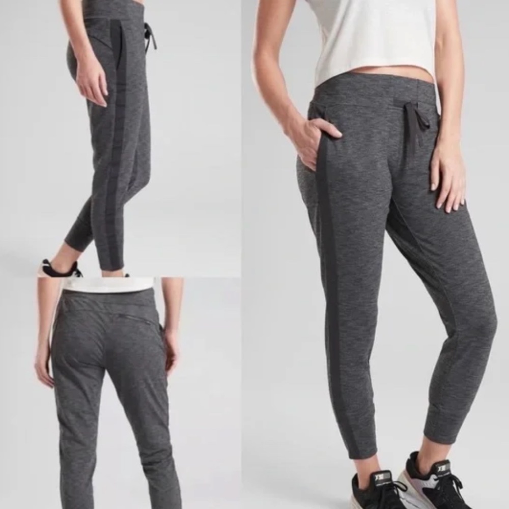 Athleta Metro Downtown Jogger Heather Black Space Gray Ankle Length Medi…